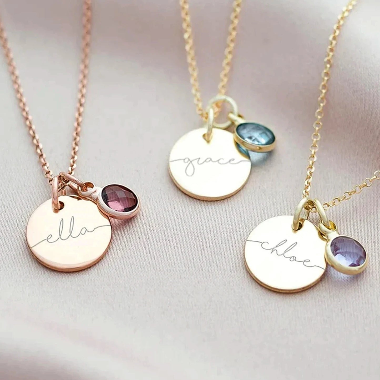 Personalized Birthstone Necklace For Women Best Christmas Gift Jewelry For Mother Handmade Engraved Name Necklaces For Baby Mom