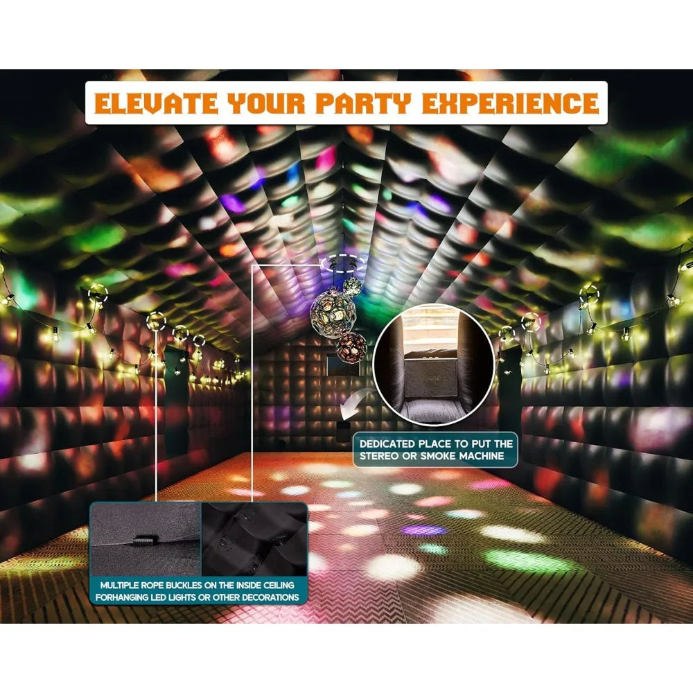 39x20x14 FT Large Black Inflatable Night Club Tent for Adults with Extra Pavilion Rest Area, Inflatable Nightclub