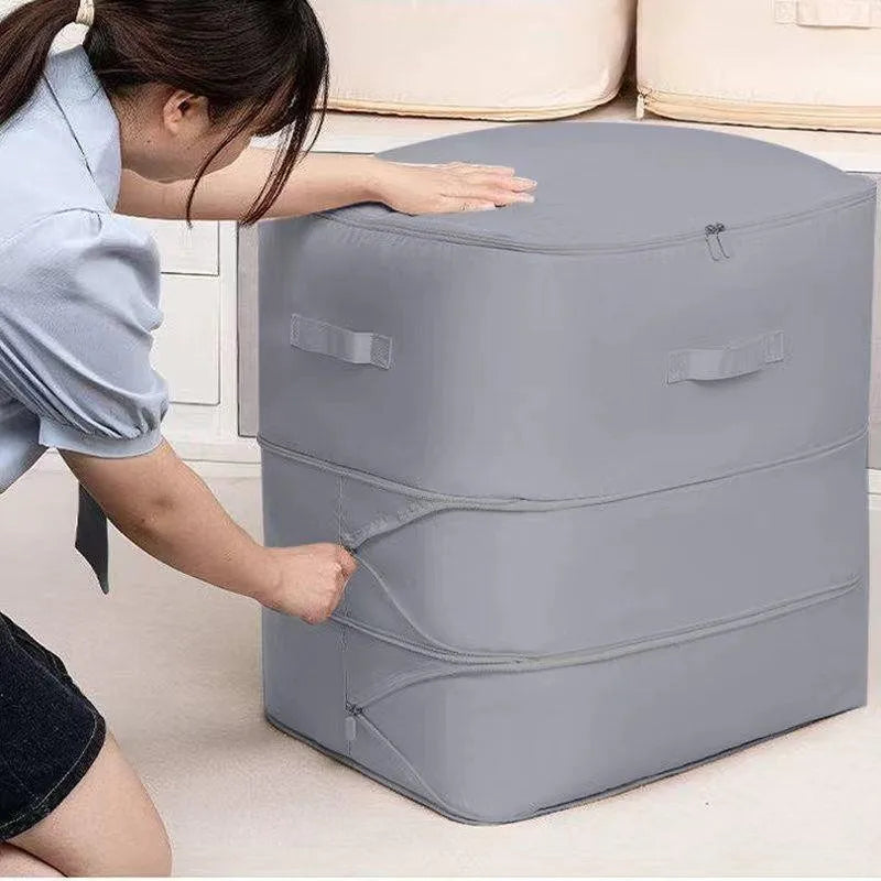 Heavy-Duty Self-Compressing Storage Bag - Portable Organizer for Clothes, Blankets & Quilts, Ideal for Closet Organization