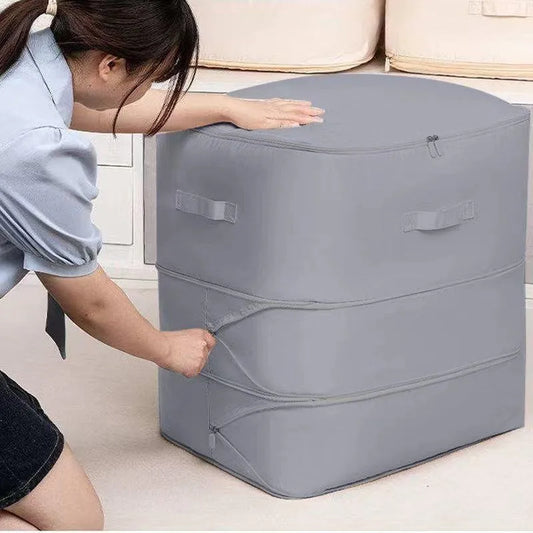 Heavy-Duty Self-Compressing Storage Bag - Portable Organizer for Clothes, Blankets & Quilts, Ideal for Closet Organization