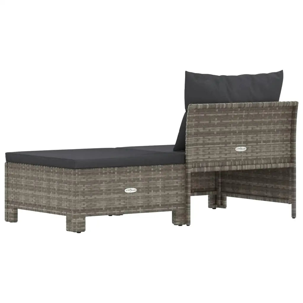 2-Piece Gray Poly Rattan Patio Lounge Set with Cushions - Outdoor Furniture