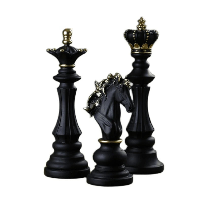 Retro International Chess Figurine for Interior King Knight Sculpture Home Desktop Decor Living Room Decoration