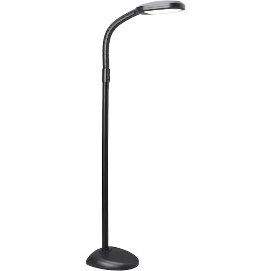Verilux SmartLight Full Spectrum LED Modern Floor Lamp with Adjustable Brightness, Flexible Gooseneck Reduces Eye Strain Black
