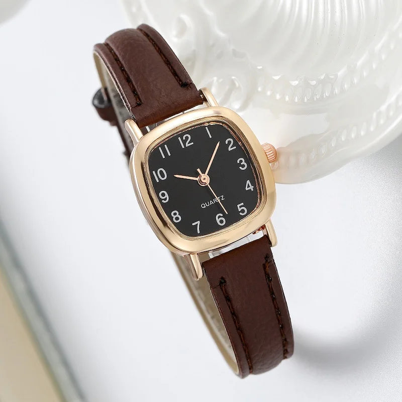 Kegllect  Square Women  Simple Small Dial Student Watches Vintage Belt Quartz Wristwatch