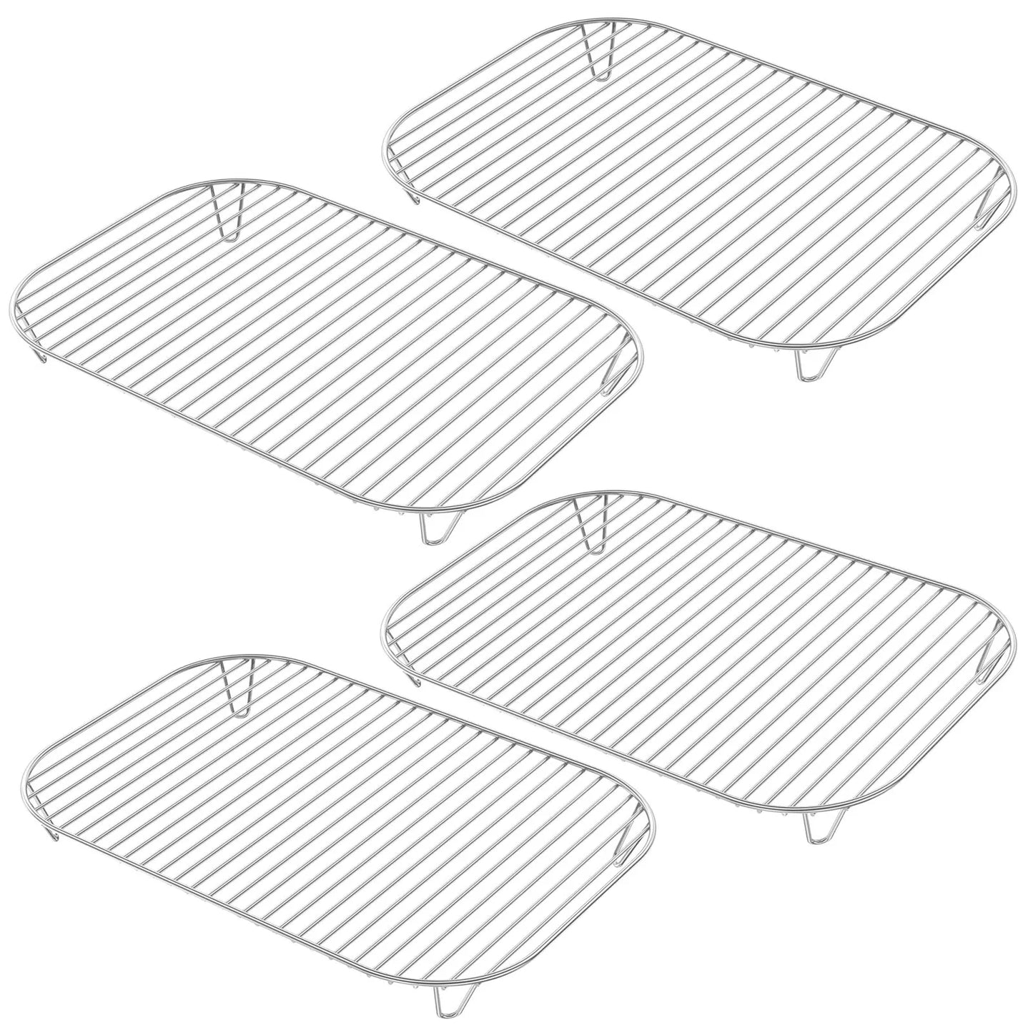 4/2pc Grill Rack Stainless Steel Cooking Grill Rack Air Fryer Grilling Rack for Kitchen Oven Baking Outdoor BBQ Grill Mesh Pan