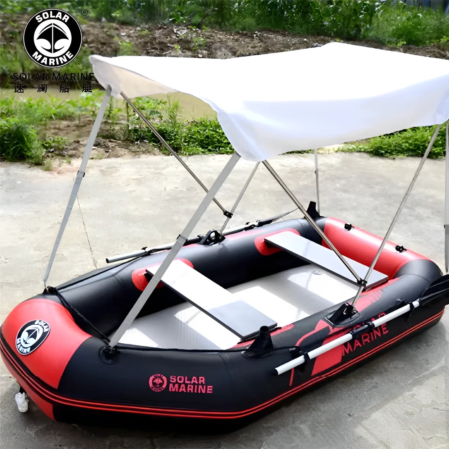 Solarmarine PVC Inflatable Fishing Boat Awning, Portable, Detachable, Easy to Assemble, Sun Protection, Solid, Universal Size