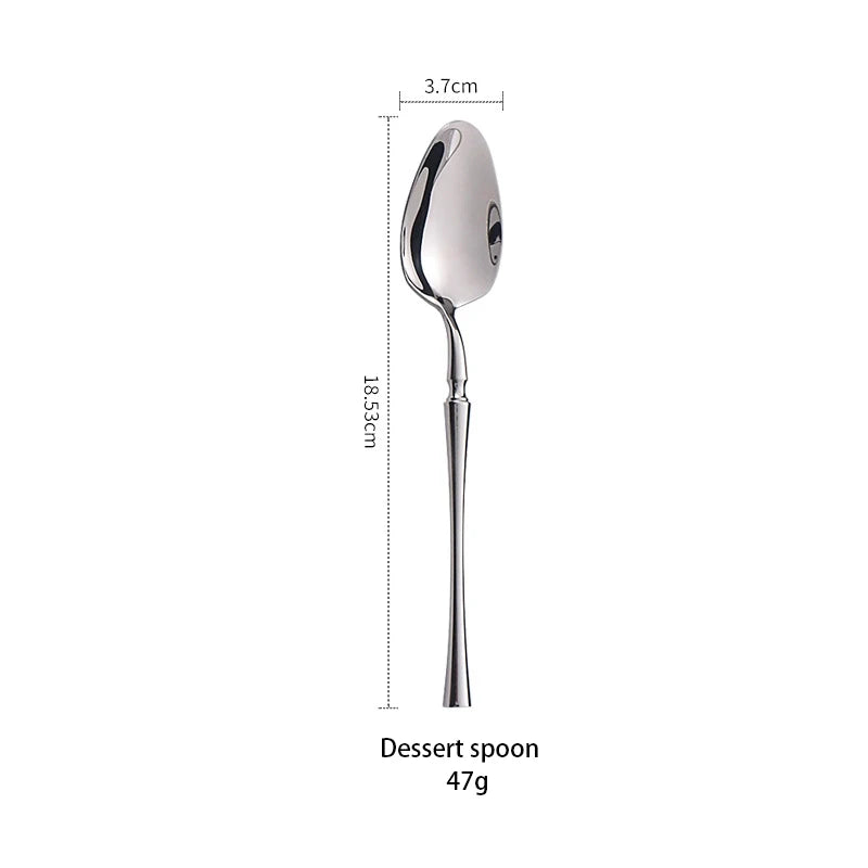 AJOYOUS Cutlery Set Stainless Steel Mirror Flatware Luxury Silverware Set Dessert Fork Tea Spoon Knife Dinnerware Kitchen