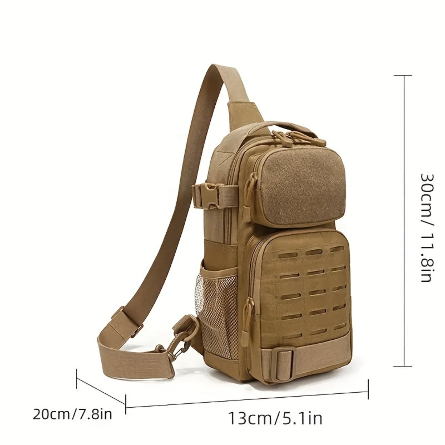 1pc Solid Color Chest Bag, Molle System Shoulder Backpack For Men And Women For Traveling, Hiking, Walking