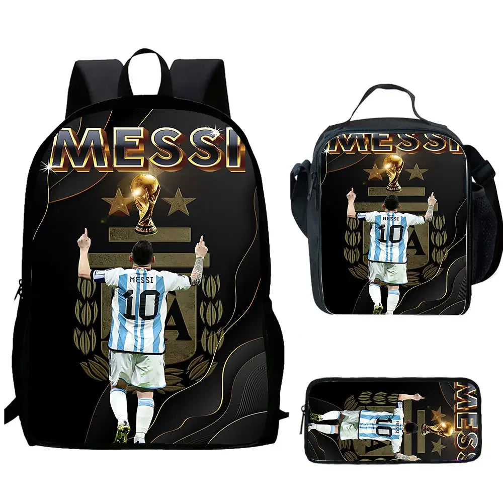Cartoon C-CR7 Football-Stars Child School Backpack With Lunch Bags Pencil Bags School Bags for Boys Girls Best Gift
