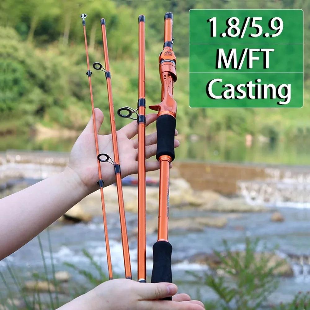 BAKAWA 1.8M 2.1M Casting Spinning Fishing Rods 4 Section UltraLight Portanble Lure Feeder Pole Travel Pesca Saltwater Freshwater