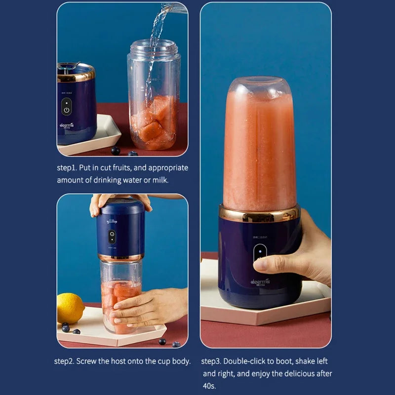 Portable 400ml Mini  Fruit Juicer USBCharging Lemon Orange Fruit Juicing Cup Smoothie Blender Machine kitchen appliances