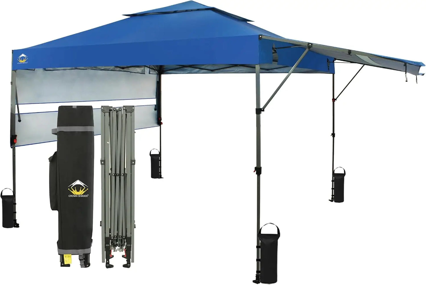 Pop up Canopy Tent Patended Centerlock Instant Commercial Canopy with 150D Silver Coated Fabric Including 2 Extend Awnings