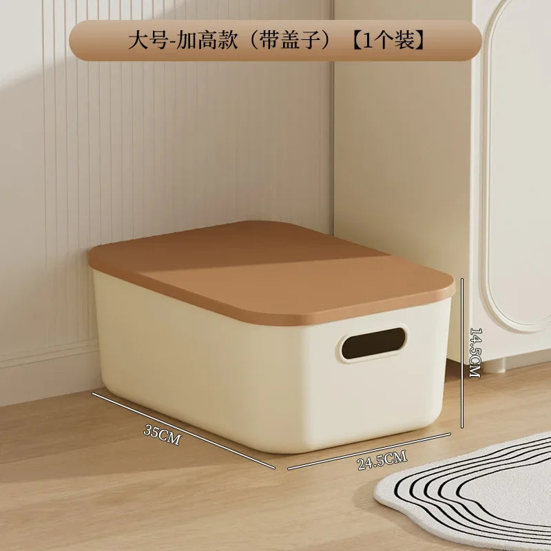 Desktop Storage Box with Lid Ideal for Storing Household Items Clothes and Toys Plastic Snack Storage Box with Lid