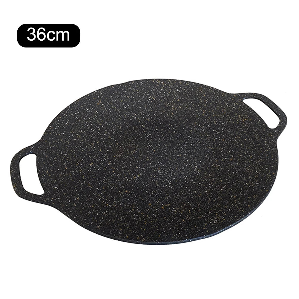 Grilling Pan Non-stick Frying Pan Flat Pancake Griddle Stone Cooker BBQ Grill Baking Pan for Outdoor Camping Barbecue Bakeware