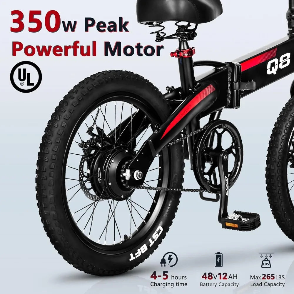 Folding Electric Bike for Adults,Electric Bicycle with Removable Battery,20MPH Commuting Electric Bike,High Brushless Gear Motor