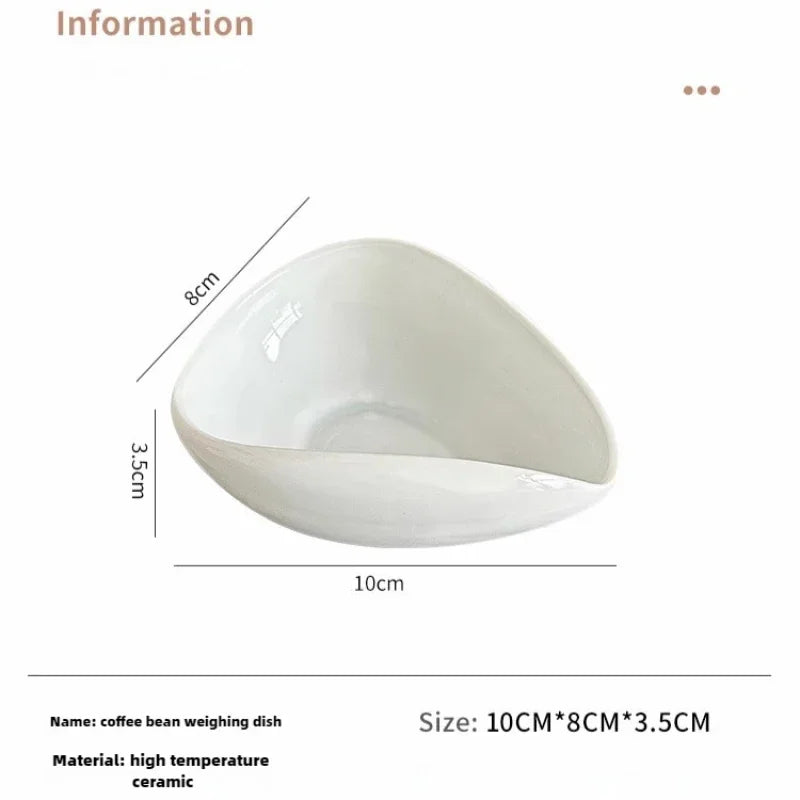 Ceramic Coffee Bean Measuring Tray，Wooden Sample Bean Display Holder，Raw Bean Weighing Dish，Coffee Powder Cooling Discs