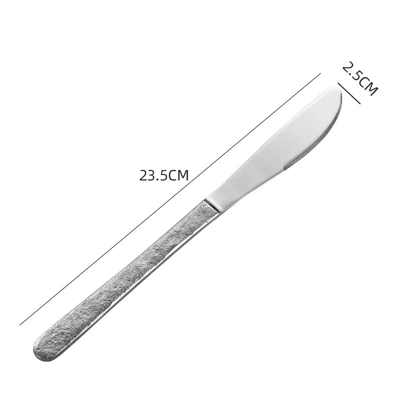 Stone Pattern Handle Stainless Steel Western Dining Spoon Knife Fork Creative Cutlery Set Tableware Kitchen For Home Household