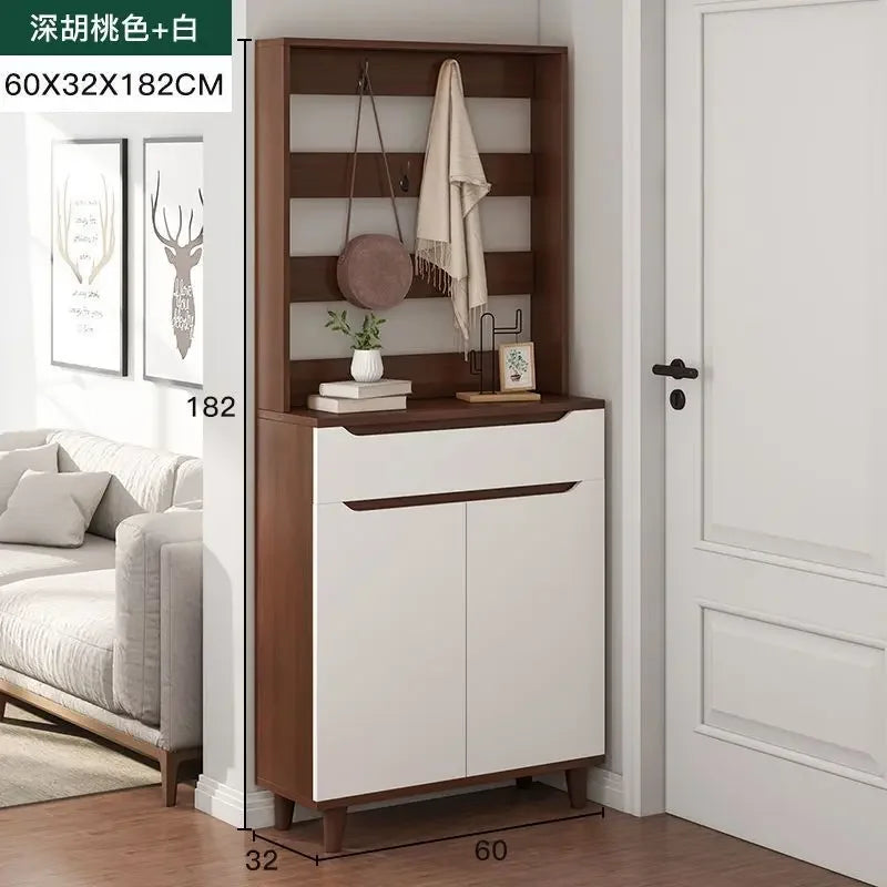 Living Room Large Capacity Shoe Cabinet Home Doorway with Clothes Rack Integrated Shoes Rack Clothing Storage Entrance Cabinet