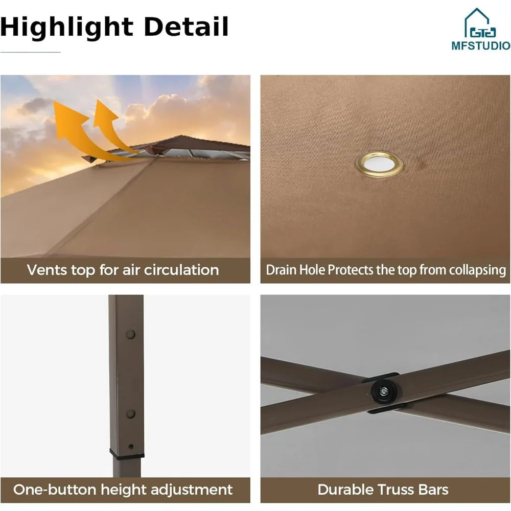 13X13 Patio Gazebo, Canopy Outdoor Canopy Tent, Easy Set-up Straight Leg Folding Instant Shelter for Beach, Party and Camping