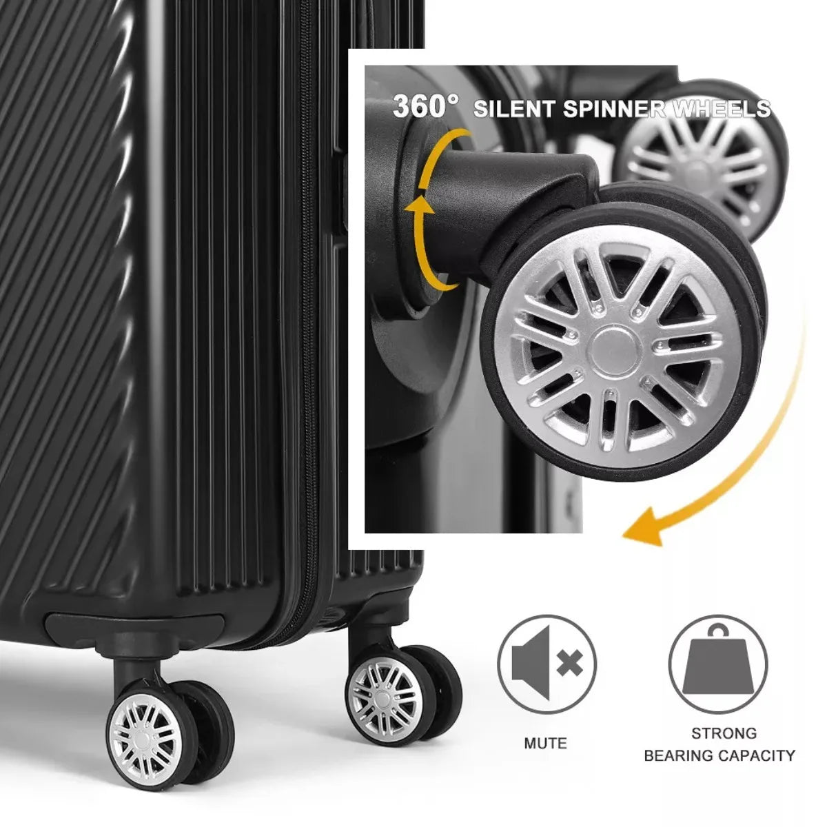 Luggage Suitcase 3-piece travel bag with roller hard edge Travel bag 20/24/28"