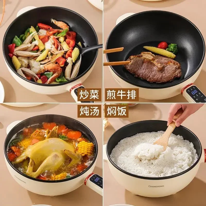 Household Electric Frying Pan: Multifunctional. Electric Cooking Pot. Frying Vegetables. Stir Fry. High Power. Electric Hot Pot.