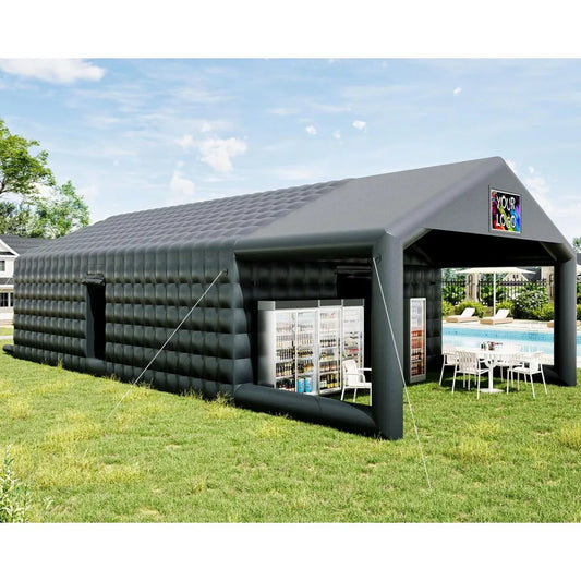 39x20x14 FT Large Black Inflatable Night Club Tent for Adults with Extra Pavilion Rest Area, Inflatable Nightclub