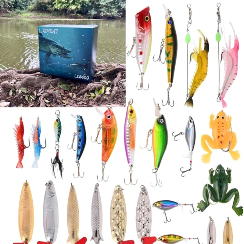 L 'Advent 'LURES 2024 Fishing Set ADVENT Calendar Blind Box Christmas Gift Fishing Gear Countdown Calendar Blind Box