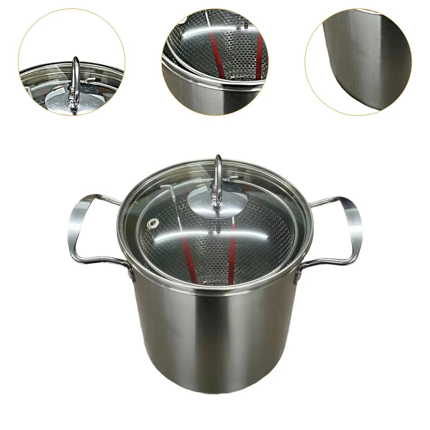 Deep Fry Pot with Handle with Strainer Basket and Lid Kitchen Frying Pot for Chicken French Fries Dining Room Kitchen Party