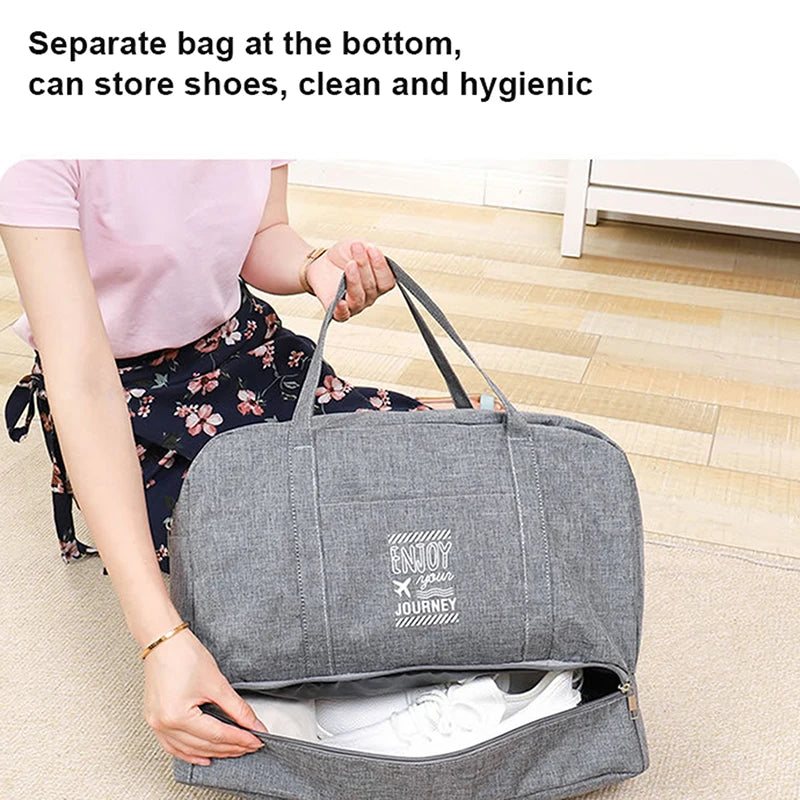Fashion Folding Travel Bag Women Oxford Travel Weekend Overnight Bags Large Capacity Hand Luggage Tote Duffel Accessor Supplies