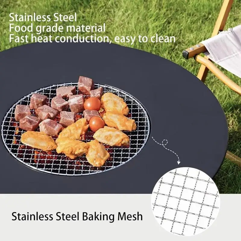 Folding Round Table Camping BBQ Grill stand Protable Barbecue Brazier Grill Outdoor Picnic Foldable  Fire Stove Charcoal grill