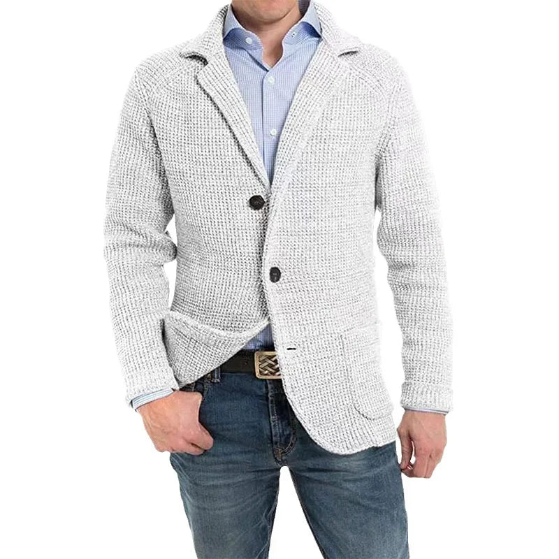 2023 British Style Mens Clothing Knit Cardigan Autumn Winter Fashion Single Breasted Black Stand Collar Knit Sweater Coats Men