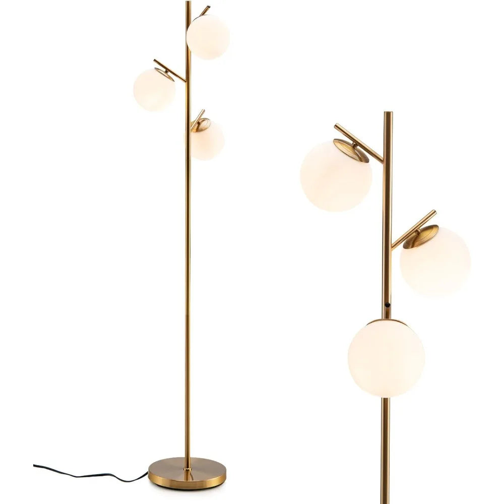 3-Globe Floor Lamp, Modern Freestanding Lamp w/Foot Switch & 3 E26 Bulb Bases, Sturdy Steel Pole