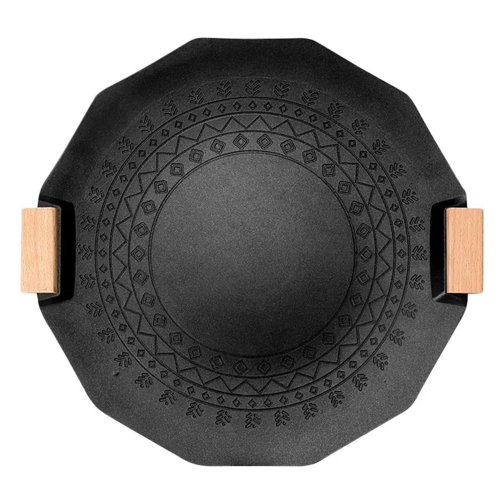 35cm Korean Nonstick Frying Pan Outdoor BBQ Plate Camping Grill Pan Multifunctional Barbecue Grill Pan Frying Pan Fried Steak