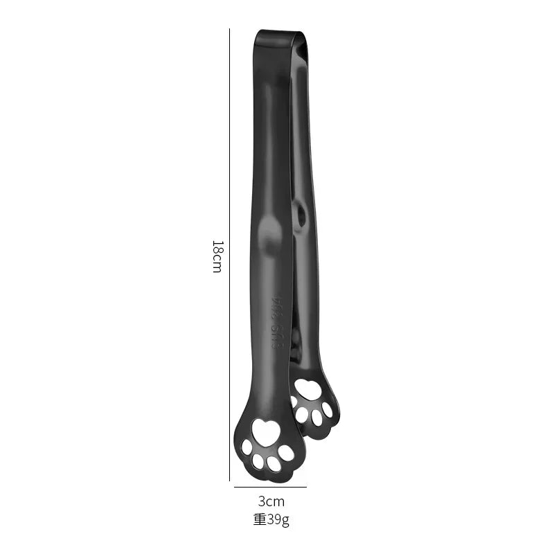 Kitchen Gadgets Barbecue Food Tong Non-Slip Cooking Clip Stainless Steel Ice Tongs Salad Cat Claw Shape Steak Clamp Bread Tongs