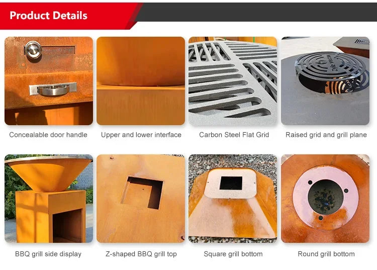 outdoor corten steel rusty bbq cooking grill bbq tools set/grills bbq