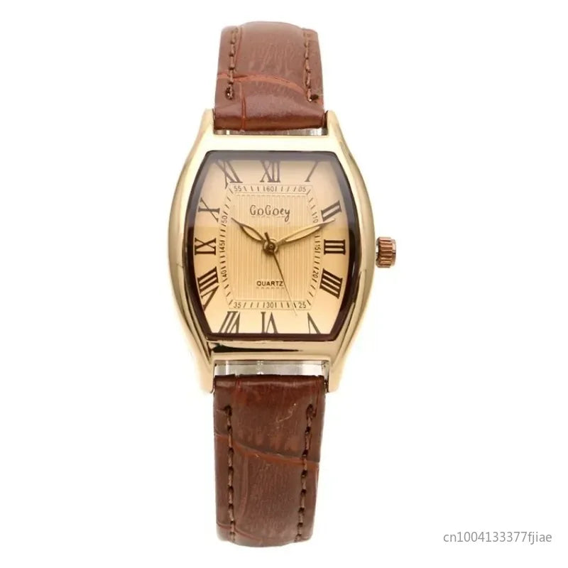 Watch for Women Small Ladies Wristwatches Brown Retro Vintage Leather Bracelet Watch Black Quartz Wristwatches Reloj Mujer