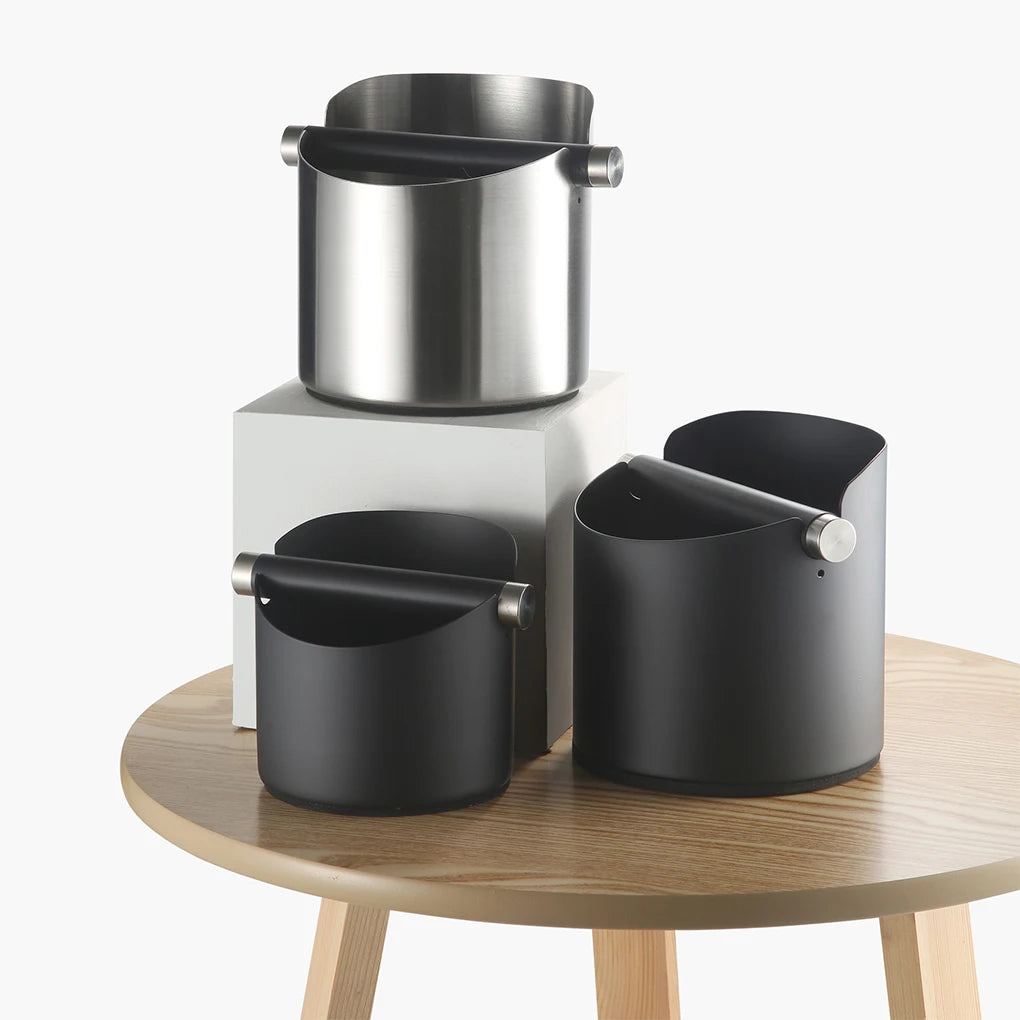 Stainless Steel Coffee Knock Box Bar Table Espresso Machine Knocking Grounds Box Round Mini Tea Grounds Bucket Barista Tools