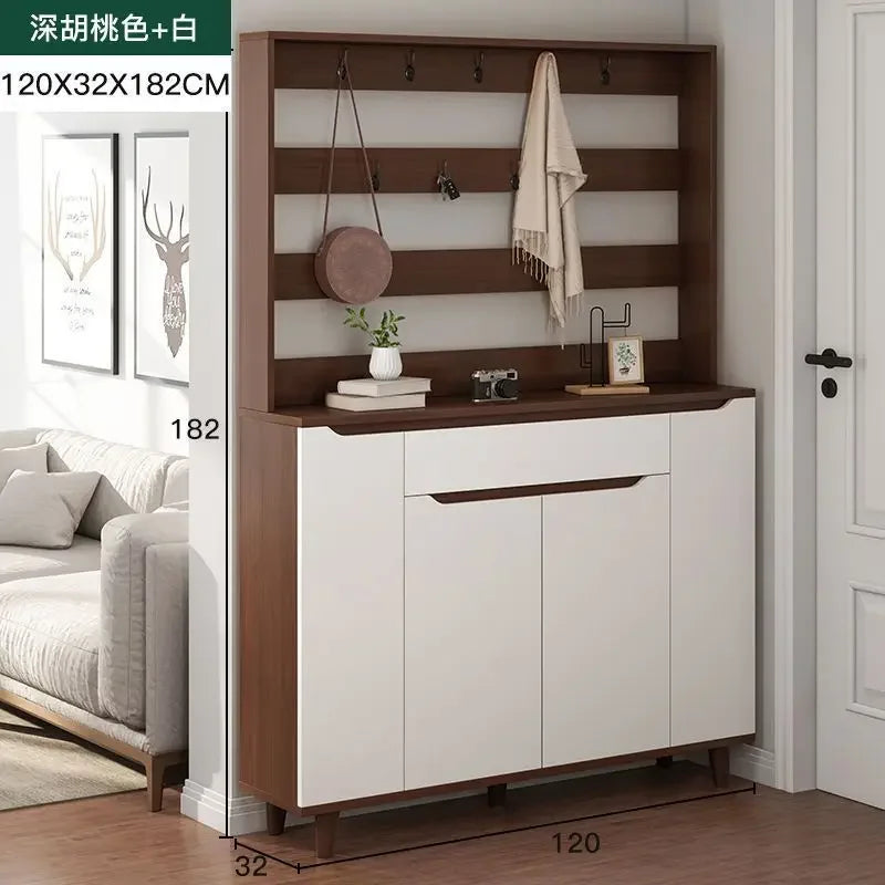Living Room Large Capacity Shoe Cabinet Home Doorway with Clothes Rack Integrated Shoes Rack Clothing Storage Entrance Cabinet