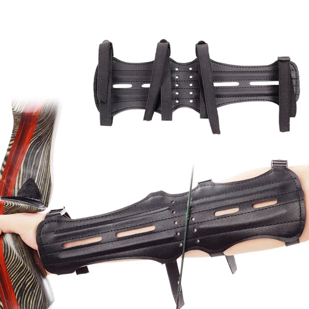 Long Leather Armguard Bow And Arrow Equipment Archery Supplies Lengthened Arm Guard With Holes Leather 30x13cm Protective Gear