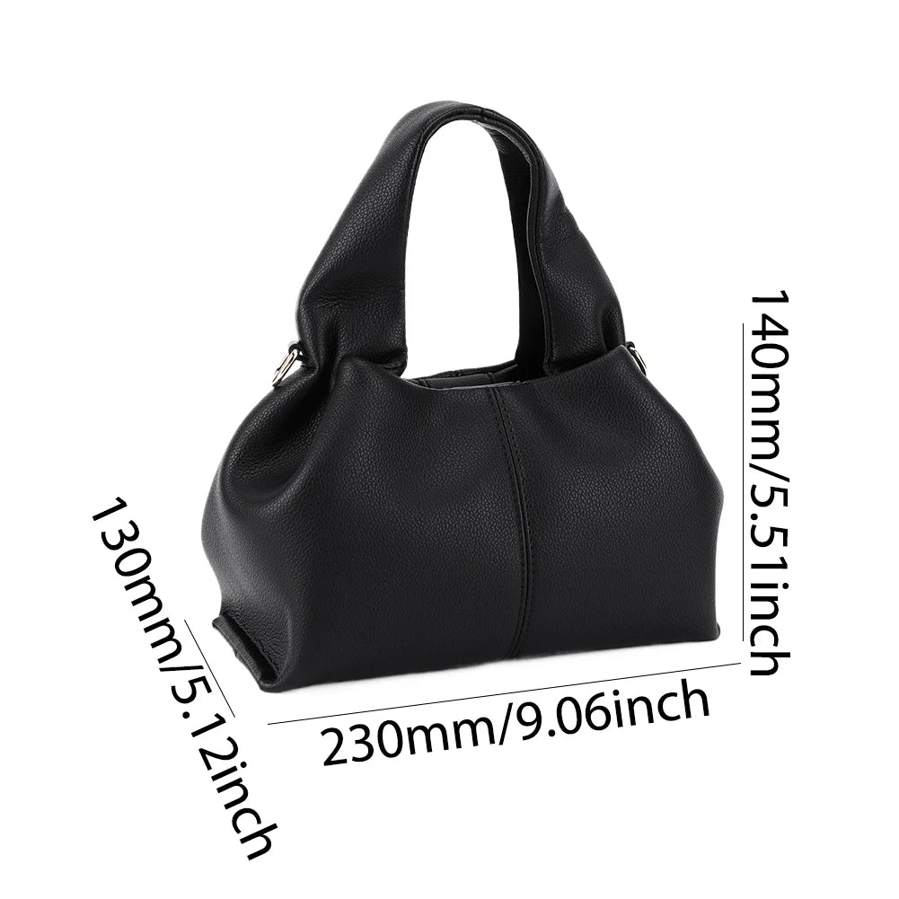 Fashion Cloud Shoulder Bag Ladies Retro Crossbody Bag Solid Color Dumpling Clutch Purse with Removable Strap Korean Tote Handbag