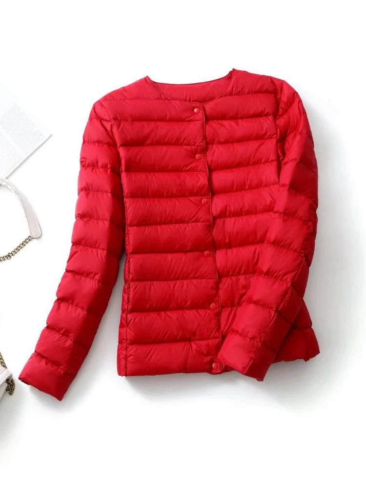 NewBang Matt Fabric Light Jacket Female Ultra Light Down Jacket Women Slim Windbreaker Without Collar Lightweight Warm Coat