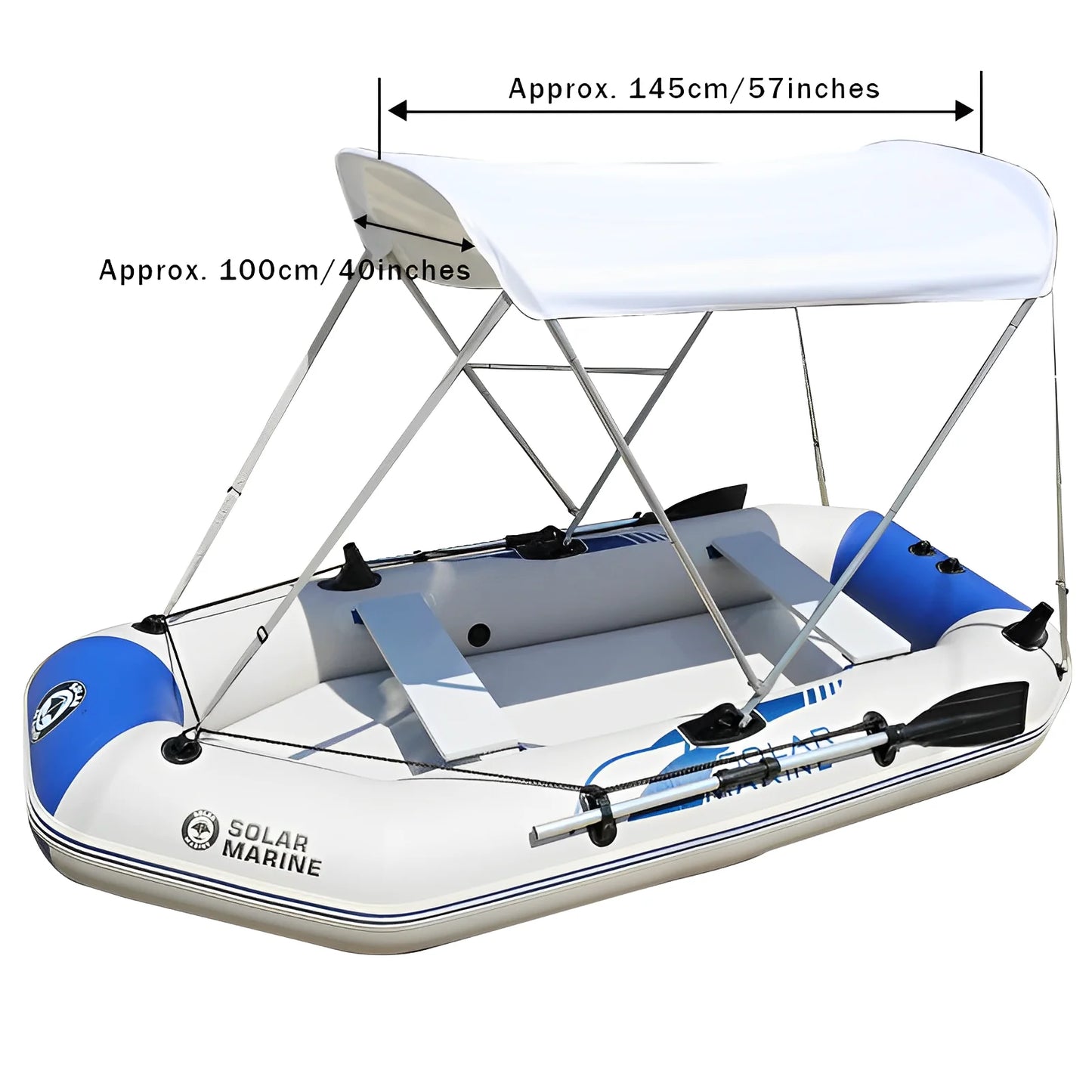 Solarmarine PVC Inflatable Fishing Boat Awning, Portable, Detachable, Easy to Assemble, Sun Protection, Solid, Universal Size
