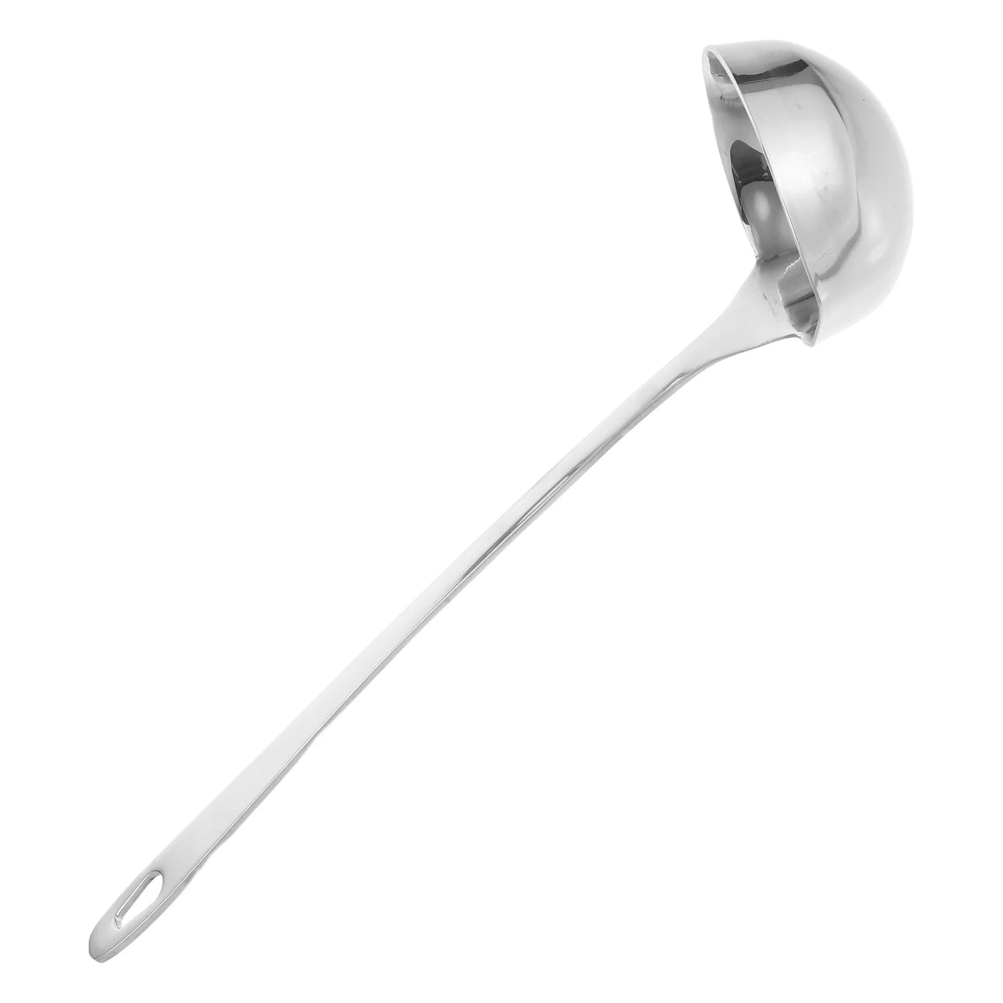 Spout Double Mouth Spoon Colander Stainless Steel Scoop Household Saucepan Silver Kitchen Gadget