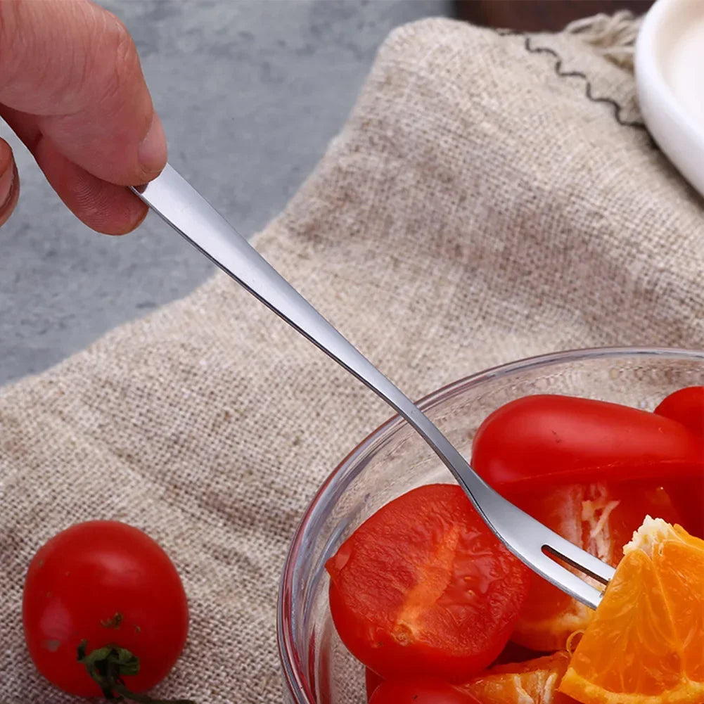 12Pcs Stainless Steel Fruit Forks Household Dessert Forks Lovely Mini Fork Set Snack Cake Salad Cutlery Forks Kitchen Flatware