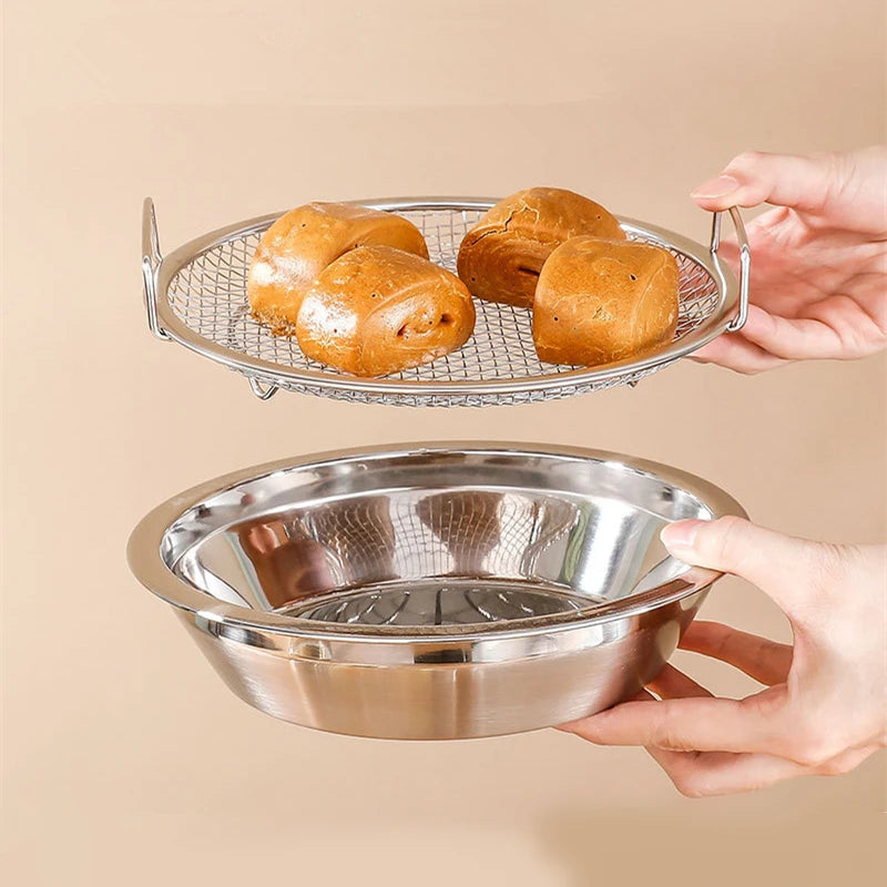 304 Stainless Steel French Fries Basket with Handle Food Skimmer Oil Filter Snack Tray Cooking Strainer Plate Kitchen Utensils