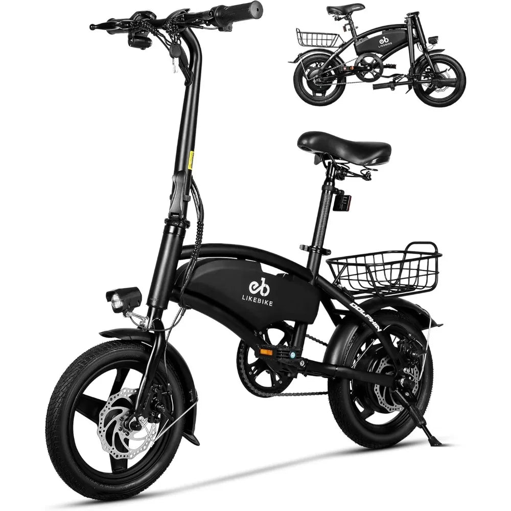 Dolphin Foldable Electric Bike for Adults 14" Electric Bicycles for Adults and Teens Peak 500W Motor 280.8Wh Battery
