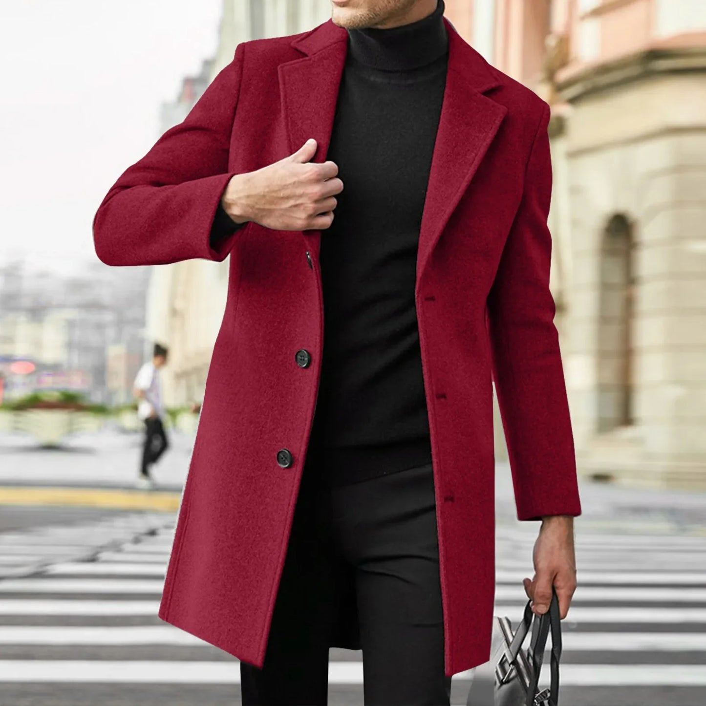 2025 Fashion Men Wool & Blends Mens Casual Business Trench Coat Mens Leisure Overcoat Male Punk Style Blends Dust Coats Jackets