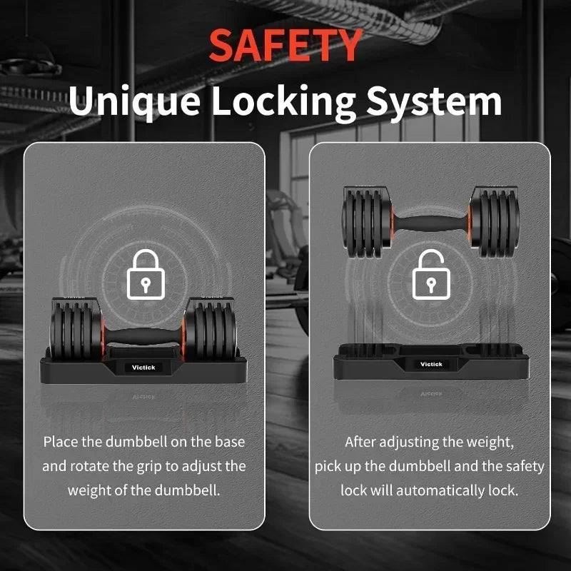 25/55lb Pair Adjustable Dumbbells Set Dumbbells with Anti-Slip Metal Handle for Exercise & Fitness Fast Adjust Weight