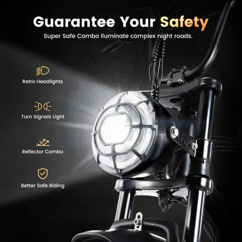 ACycRun Electric Bike 750W Motor with 374.4WH Battery, 20MPH 55Miles Moped Style Ebike for Adults, 20" Fat Tire Co