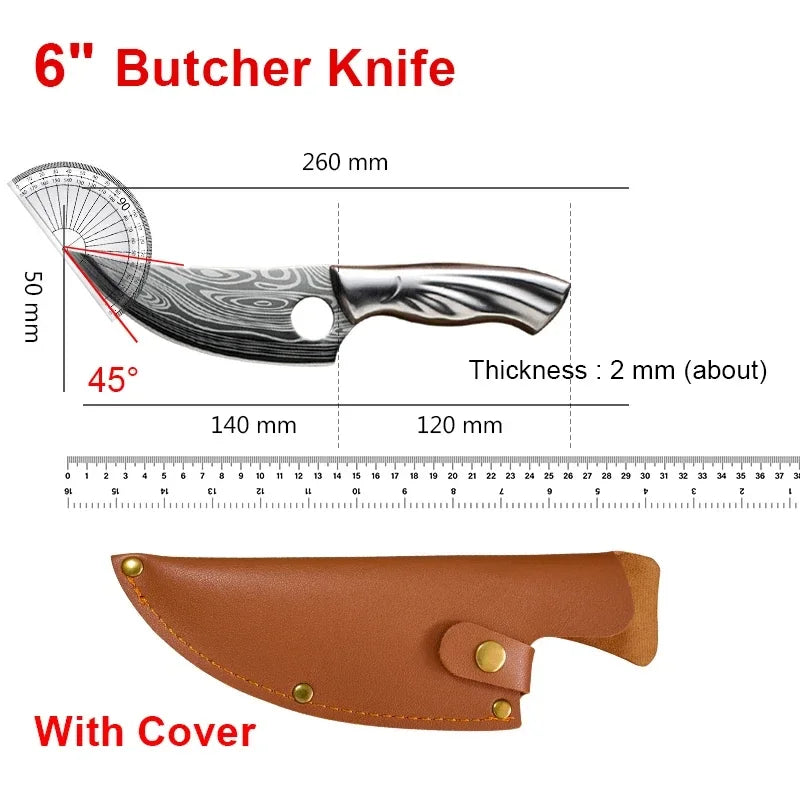 5.5 "Damascus Kitchen Knife All steel 5CR15 boning knife, stainless steel home women's sharp meat/chopping knife, 1/2 cutter